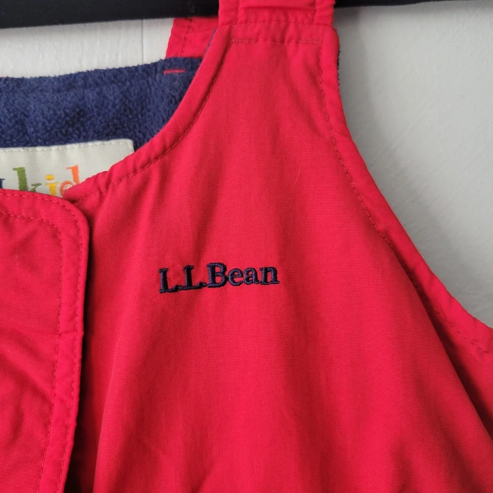 LL Bean Toddler Red Thinsulate Snow Bib Overalls Sz 4T Zip Front & Legs Boy Girl